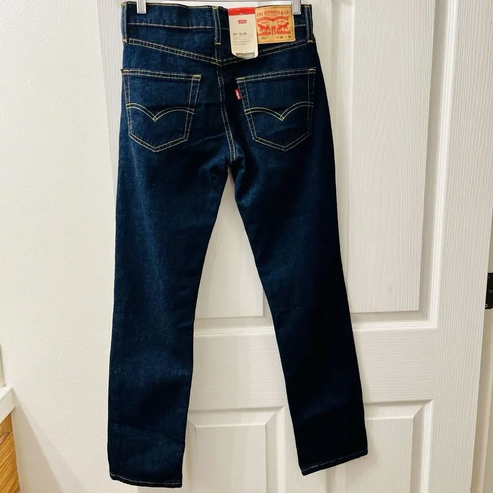 Levi's 511 Slim Fit Men's 28x30 Dark Hollow Blue Denim Jeans Stretch fits 29x30‎